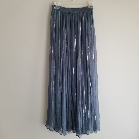 Chan Luu Dresses & Skirts - Chan Luu Slate Blue Sheer Maxi Skirt with Sequin Strips